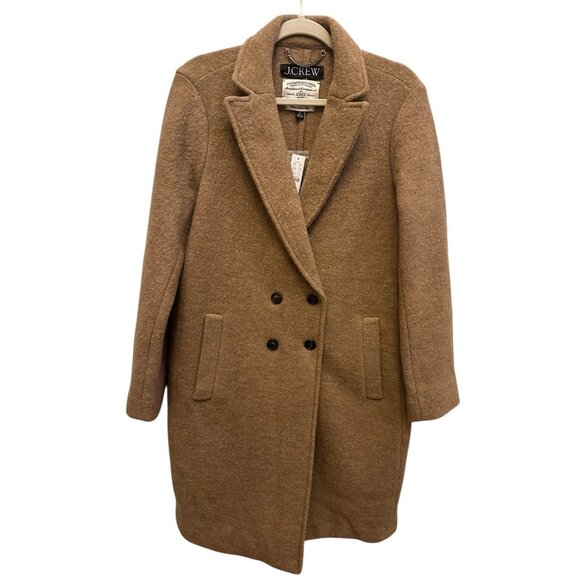 J Crew Daphne Topcoat in Italian Boiled Wool Camel Tan Coat Sz 12 NEW $298 CC208 - Picture 2 of 6